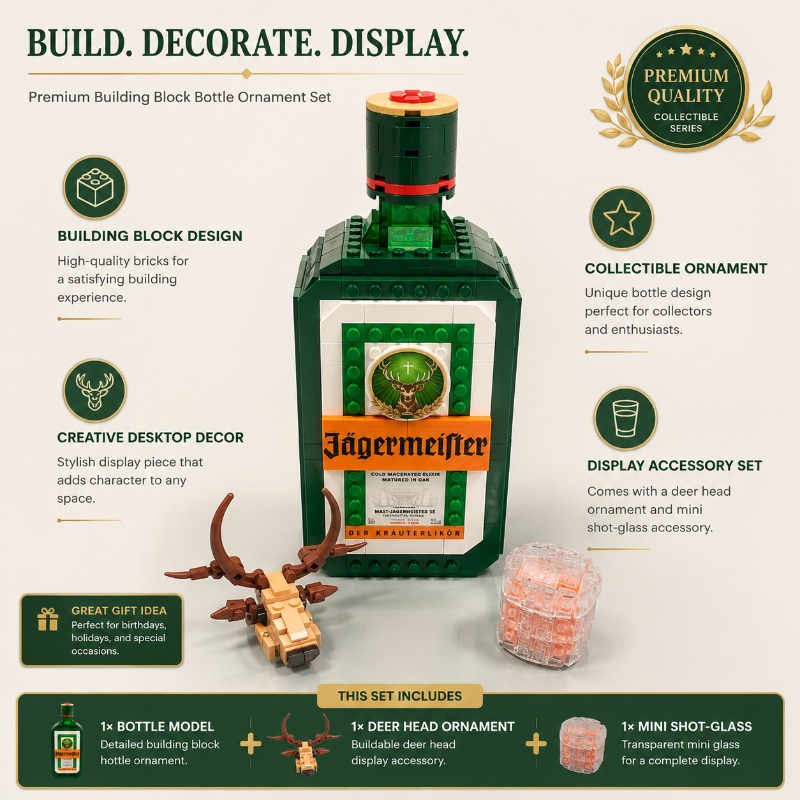 Jagermeister Liquor Bottle Bui - Building Block Mini ulasan dan harga